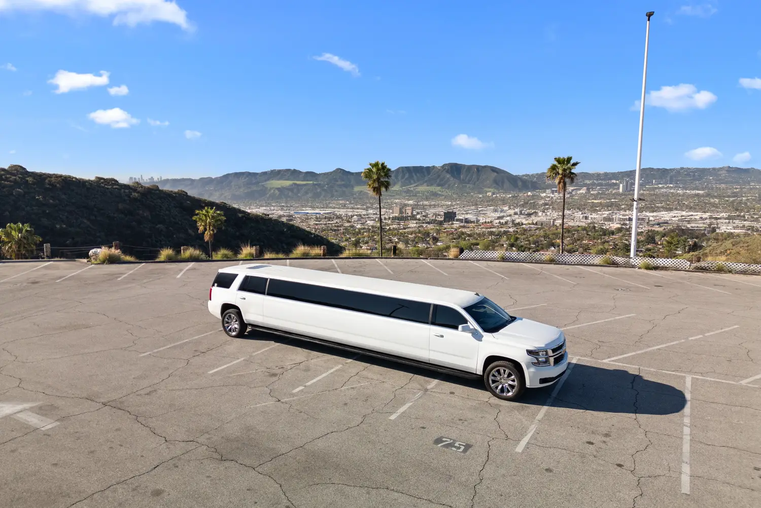 white Chevy Suburban Limousine